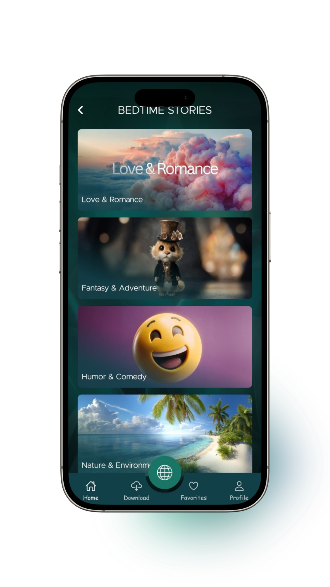 Bedtime Stories feature with soothing sleep narratives