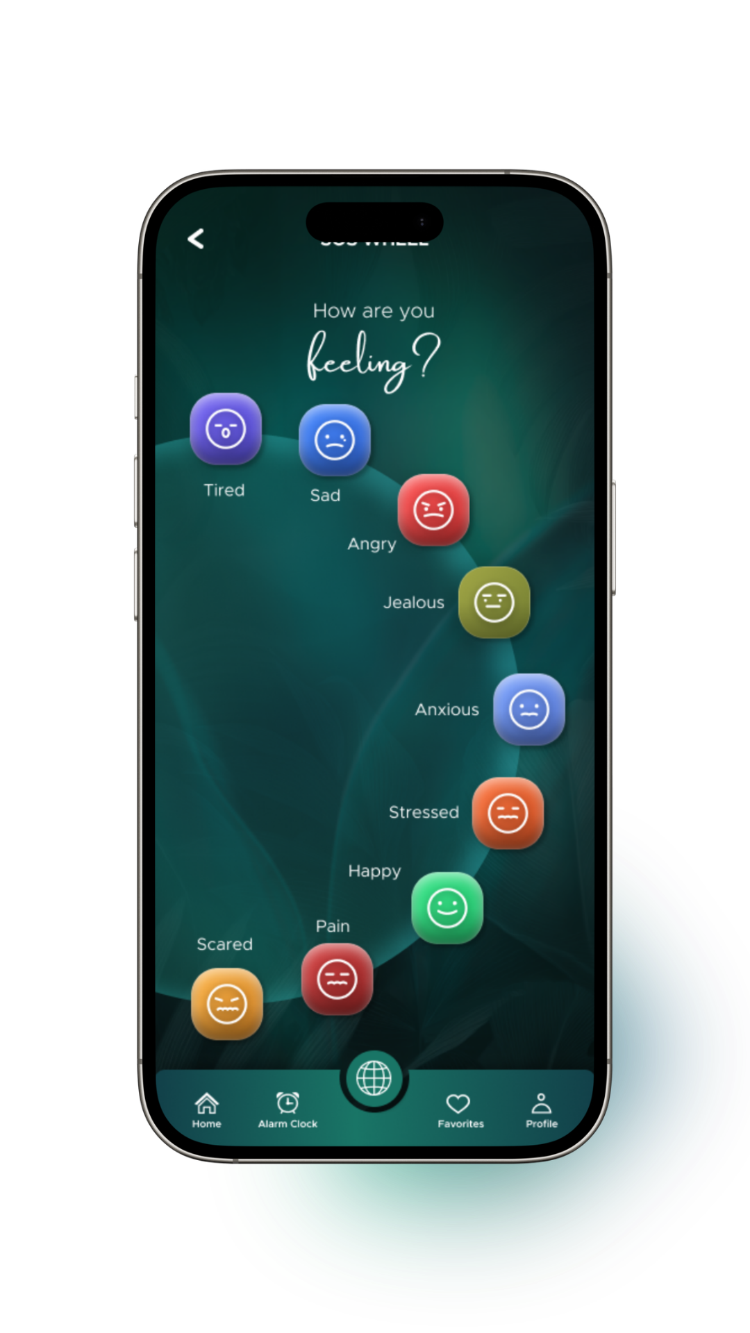 SOS Wheel feature showing instant stress relief tools